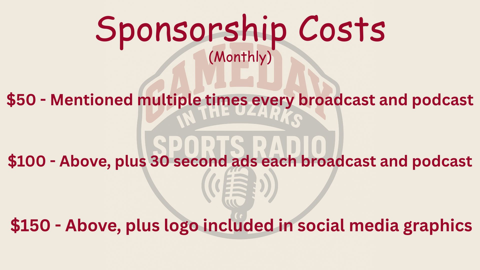 Sponsorship costs